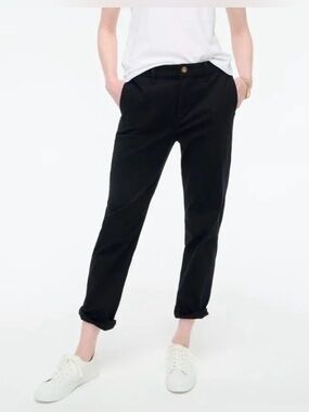 J. Crew High-Rise Girlfriend Chino Pants — Black